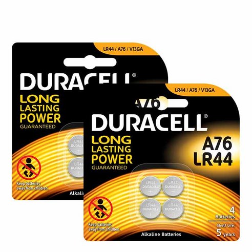 듀라셀 코인 알카라인 건전지 A76 LR44, 4개입, 2개