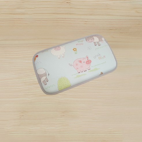 편백아트 3D매쉬 큰키즈 주니어 일체형 경추베개, 동물농장