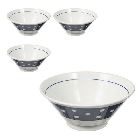 미노야 경량도자기 마루몬 삼각면기, 혼합 색상, 4개입