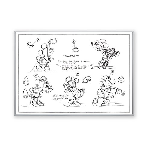 콜렉션플러스 디즈니 미니마우스 드로잉 17145 포스터 + 메탈 액자, 실버