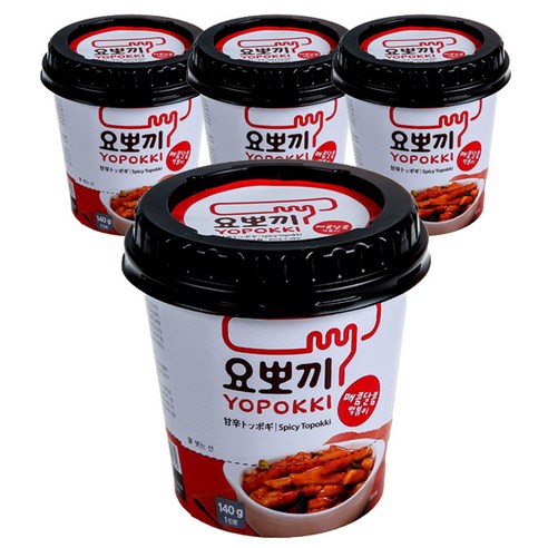 요뽀끼 매콤달콤 떡볶이 컵, 140g, 4개