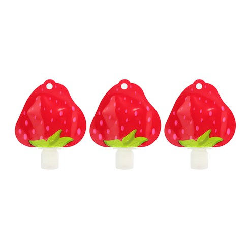 DM 알럽홈 휴대용 미니 실리콘 공병, 딸기, 3개입