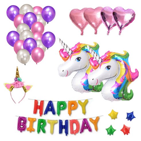 마켓감성 유니콘 생일파티용품 세트 38p, 타입8