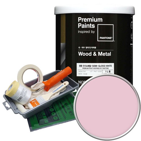 팬톤 우드앤메탈 페인트 반광 세트, 13-2804 Parfait Pink, 1L, 1세트