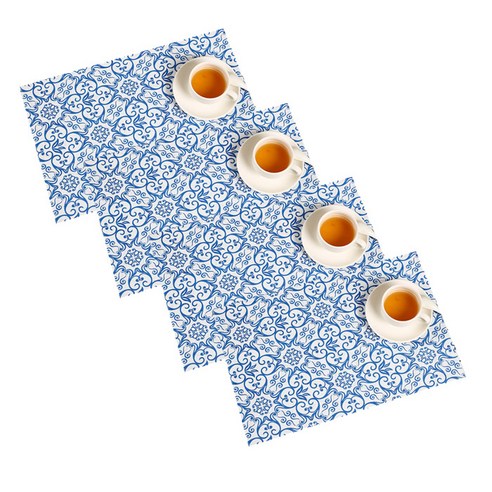 앤티스 유럽식 사각 식탁 매트 4p, 나팔꽃, 45 x 30 cm