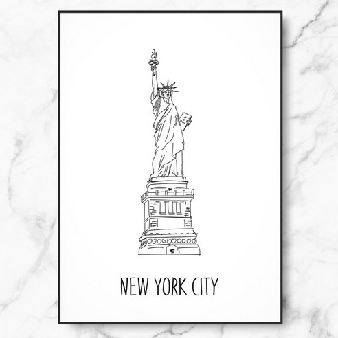 RYMD Statue of liberty 메탈 액자, 블랙
