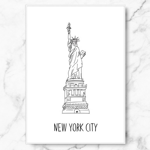 RYMD Statue of liberty 메탈 액자, 화이트