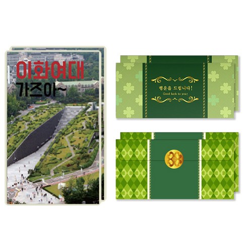 럭키심볼 행운의 선물 네잎클로버 생화 목표대학 고급 카드 + 봉투세트, 이화여대, 2세트