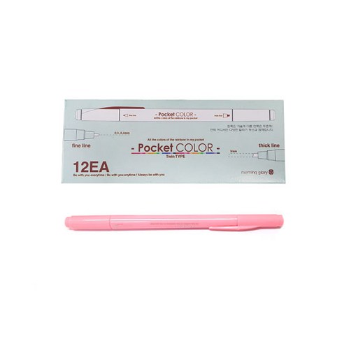 모닝글로리 700 포켓칼라펜 양면, 피치핑크, 12개