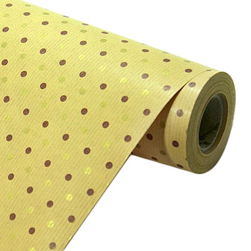 헬로우닝닝 종이 양면 롤포장지 53cm x 20m, 투톤땡땡이 금색(K153-1), 1개