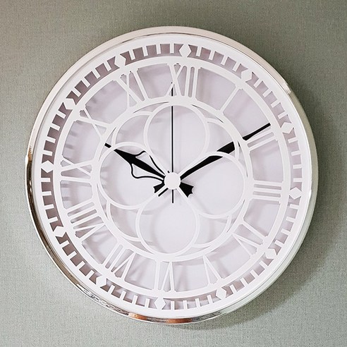 마리데코 행운의 클로버 심플 벽시계, 실버