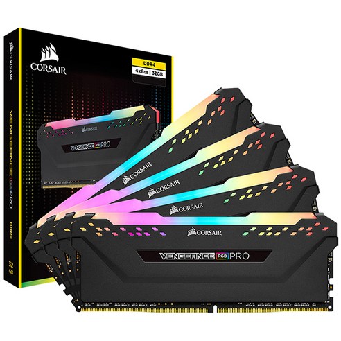커세어 DDR4 32GB kit PC4-27700 CL16 VENGEANCE PRO RGB 데스크탑용 램 8GB BLACK 4p CMW32GX4M4C3466C16
