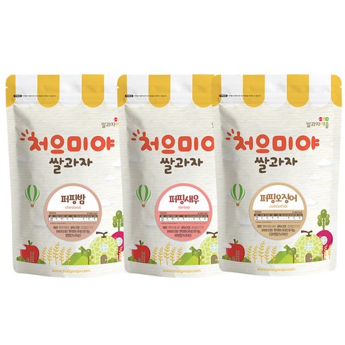 쌀과자마을 처으미야 퍼핑과자 3종세트, D(밤, 새우, 오징어), 1세트