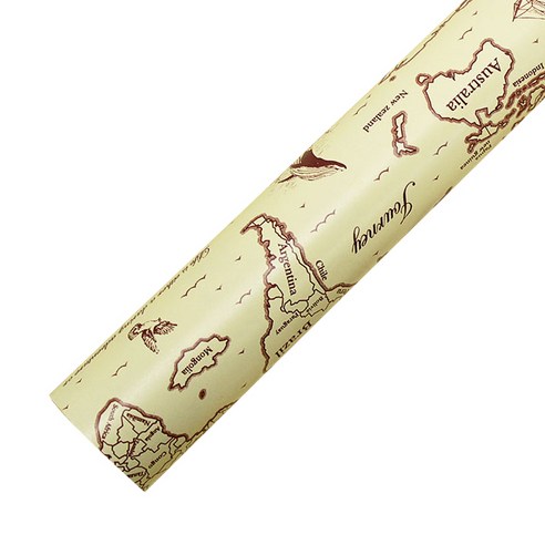 포포팬시 지도 종이포장지 53cm x 20m, 베이지, 1개