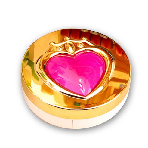 라이프포인트 메탈릭 하트 원형 렌즈케이스, 골드 + 핑크, 1개