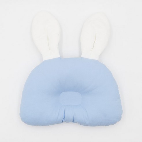 꿈두부 유아용 토끼 짱구 베개, 무지 블루, 1개