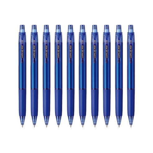 유니볼 RE URN-180-38 지워지는 볼펜 0.38mm, 블루, 10개입