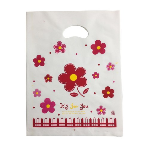 팩스타 펀칭 비닐 포장봉투 가로 25cm x 세로 35cm PE25, 빨간꽃, 50개입