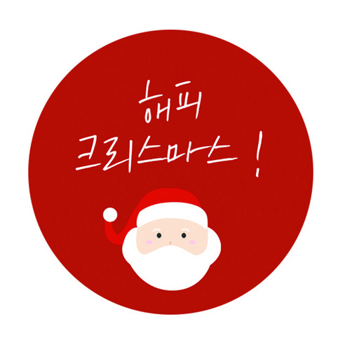 도나앤데코 행복한 크리스마스 레드 산타 5cm 원형 스티커, 혼합 색상, 60개입