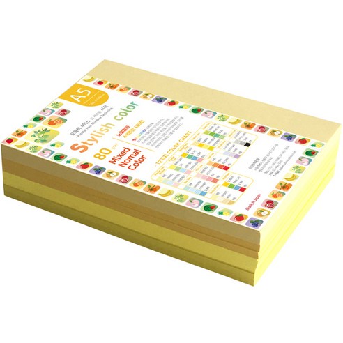 종이문화 스타일리쉬색지혼합 복사용지 368 SN Yellow Tone 80g, A5, 520매