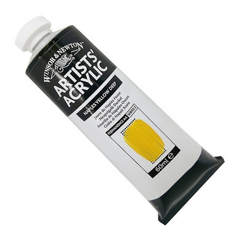 윈저앤뉴튼 아티스트 아크릴물감 S2 019 AzoYellowMedium, 60ml 425NaplesYellowDeep, 1