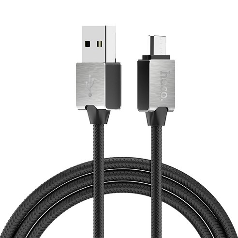 호코 U49 Stainless Steel 마이크로 5핀 데이터 충전케이블, 블랙, 1개