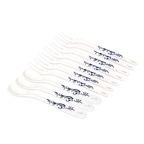 쯔비벨무스터프렌치 프라하 도자기 티스푼 티포크 세트, 1세트, 티스푼 3p + 티포크 7p