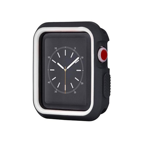 비쉐르 트랜디 타임 애플 워치 시리즈 3 실리콘 케이스 42mm, 블랙화이트, 1개