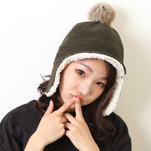아이엠캡 버튼달린 양털 귀달이 모자
