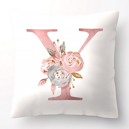 디엠코퍼레이션 알럽홈 플라워 알파벳 쿠션커버, Y