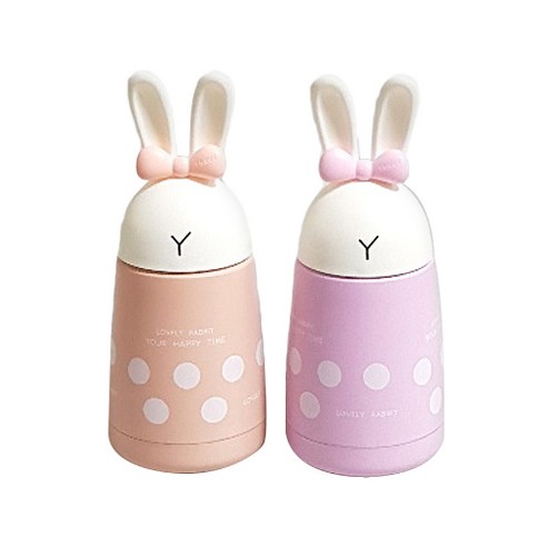 푸코 매직래빗 보온병 2p, 스킨베이지, 핑크, 300ml