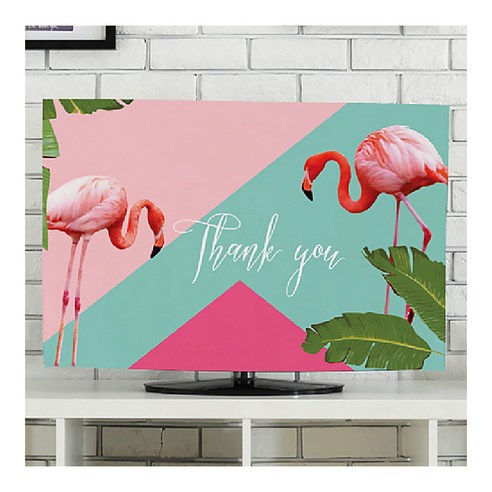 디엠코퍼레이션 알럽홈 아트 패브릭 TV 커버, 땡큐플라밍고