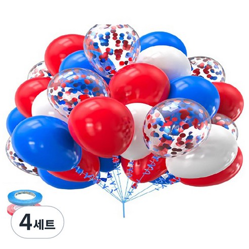 만들하비 컨페티 풍선 세트, 레드블루, 4세트