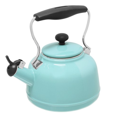 찬탈 에나멜 온 스틸 빈티지 찻주전자, Aqua, 1.6L