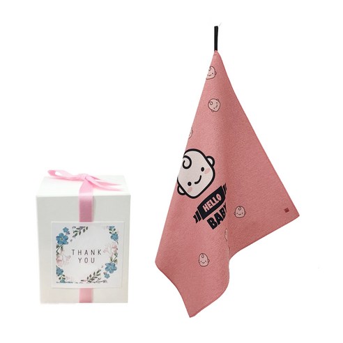 삼육오데이 DIY 돌답례품 수건 10p + 박스 10p + 리본 핑크 12p + 땡큐스티커 12p, 안뇽아기, 1세트