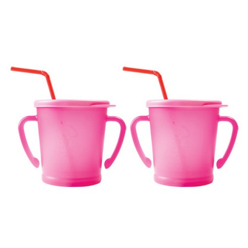 아가프라 매직빨대컵 300ml, 2개입, 핑크