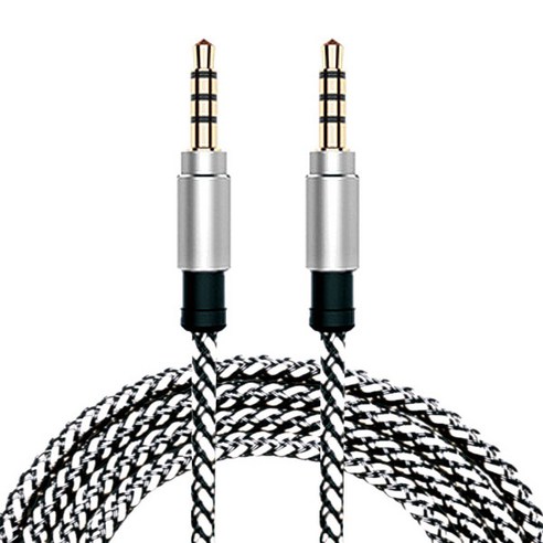 아이프렌즈 4극 메탈릭 3.5mm AUX 케이블 1.5m, 화이트