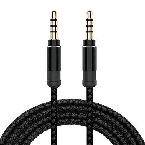 아이프렌즈 4극 메탈릭 3.5mm AUX 케이블 1.5m, 블랙