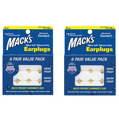Macks 필로우소프트 수면 귀마개 흰색, 2개, 12개입