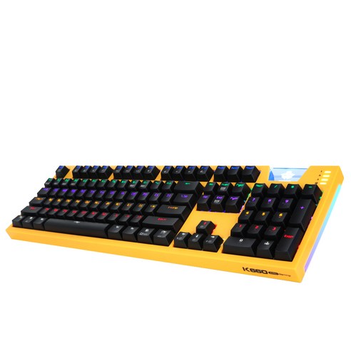 앱코 HACKER K660 ARC 프리미엄 카일 광축 방수 유선키보드 클릭 레인보우 LED, 옐로우, 일반형