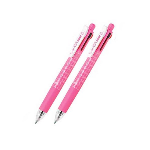 제브라 볼샤 사라사 4+1 J4SA11 볼펜 0.5mm + 샤프 0.5mm, 핑크, 2개입