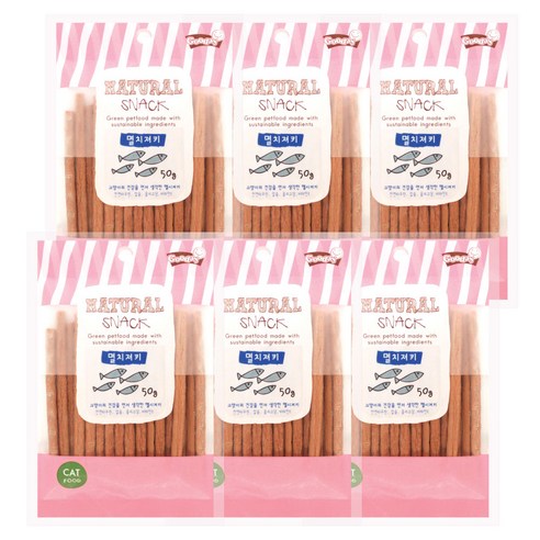 굿데이 고양이 내츄럴 스낵, 멸치져키, 50g, 6개