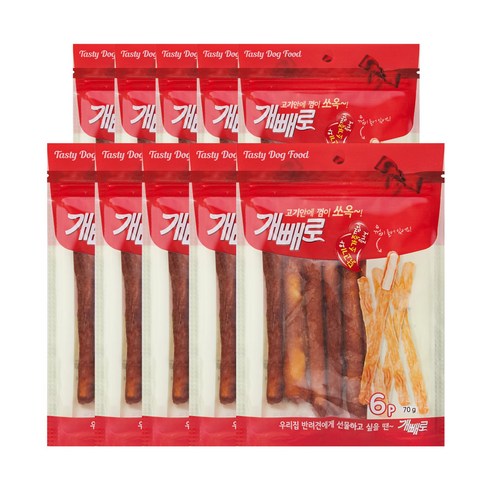 개빼로 콜라보 강아지 껌 6p 70g, 치킨 + 가죽껌 혼합맛, 10개