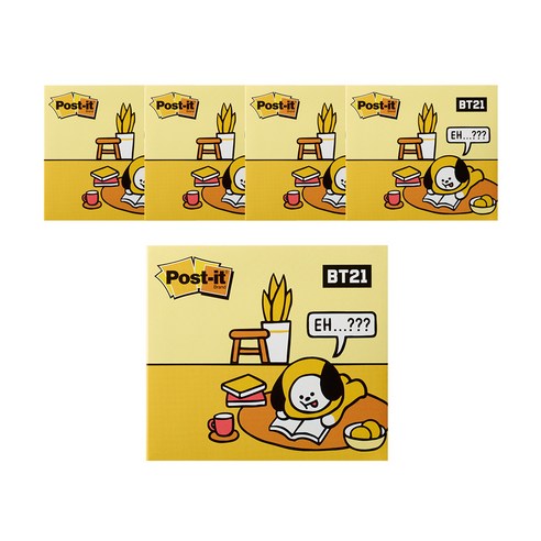 포스트잇 강한점착용 커버노트 BT21, CHIMMY, 5개