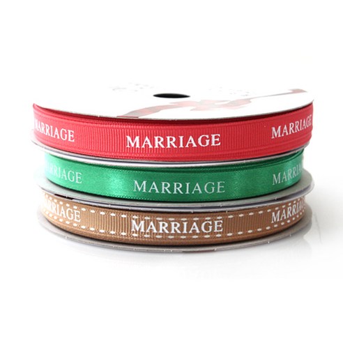 톡톡 팬시굿즈 MARRIAGE 프린팅 포장리본 세트, NO18(C18초록, G38다홍, G57연갈색), 13.5m