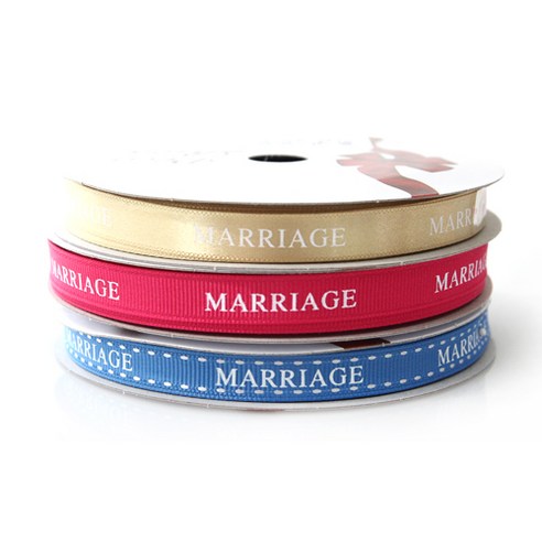 톡톡 팬시굿즈 MARRIAGE 프린팅 포장리본 세트, NO10(C10금색, G30마젠타, G46파랑), 13.5m