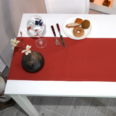 나산데코 캔버스 순면 테이블러너, 레드오렌지, 6인용(220 x 30 cm), 1개