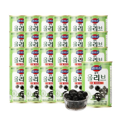 리치스 블랙 올리브 홀 피티드, 405g, 24개입