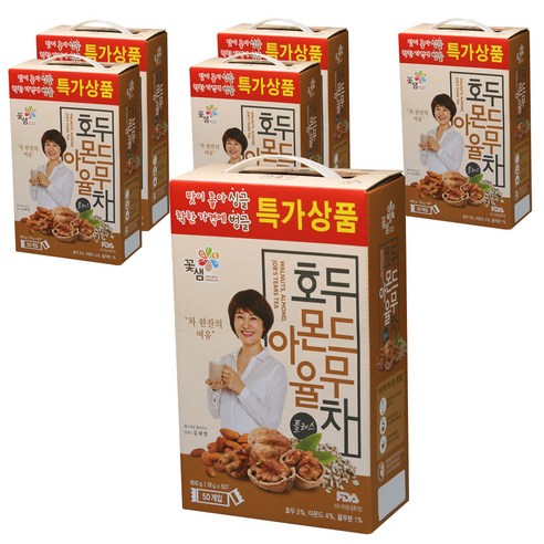 꽃샘 호두 아몬드 율무차 플러스 50p, 900g, 50개입, 6개