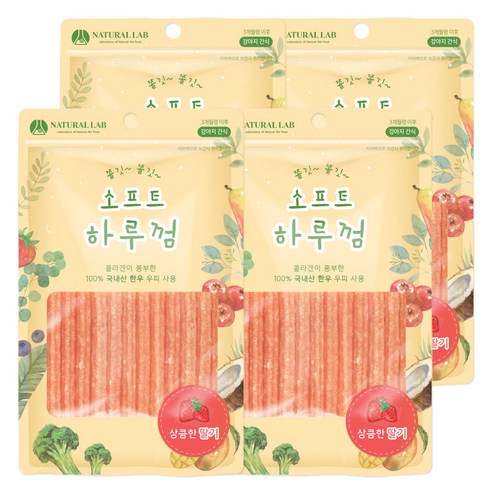 내츄럴랩 소프트 하루껌 반려견 간식, 딸기 맛, 4개입